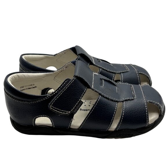 Pediped Boys Navy Leather Sandals Size 29 With Arch Support Flexible Sole - Picture 7 of 9